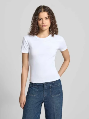 krój regular fit t-shirt z mieszanki bawełny model 'VAL' Only Biały