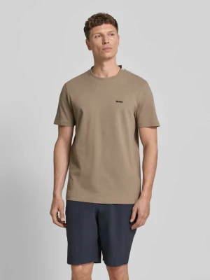 krój regular fit t-shirt z piki bawełnianej model 'TS_PIQUE' Boss Khaki