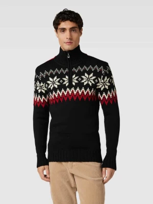 Krój regular fit troyer z krótkim zamkiem błyskawicznym model „Myking” Dale of Norway Czarny