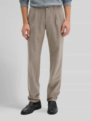 krój regular fit Wąskie spodnie z mieszanka bawełny model 'Stig Jogger' Marc O'Polo Średniobrązowy