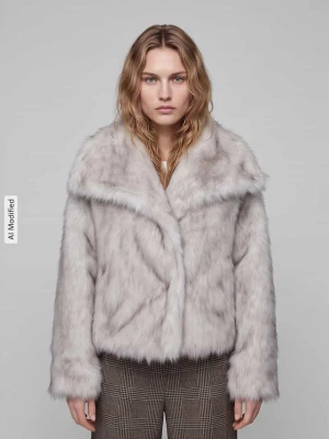 kurtka ze sztucznego futra o kroju relaxed fit z wykładanym kołnierzem model 'DAWN' Only Écru
