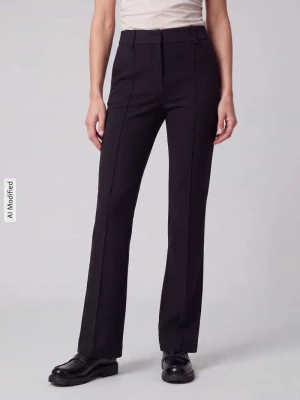 krój relaxed fit proste spodnie z mieszanka wiskozy model 'Luane Long' Opus Czarny