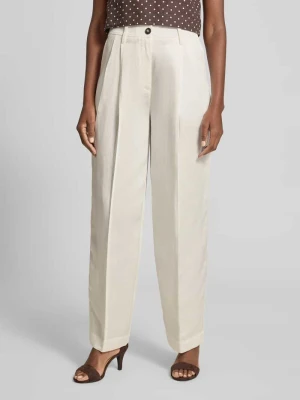 krój relaxed fit  spodnie z zakładkami w pasie z dodatkiem lnu Marc O'Polo