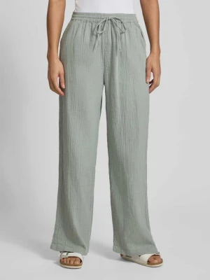 Spodnie o kroju relaxed fit o szerokim fasonie z bawełny model 'THYRA' Only Trzcinowy