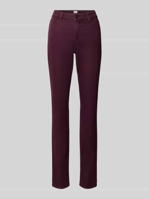krój slim fit Wąskie spodnie z mieszanka lyocellu, bawełny i lnu z domieszką mieszanka modalu, bawełny i elastanu model 'SHAKIRA' BRAX Bordowy