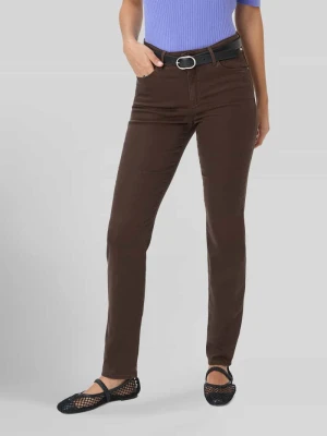 krój slim fit Wąskie spodnie z mieszanka lyocellu, bawełny i lnu z domieszką mieszanka modalu, bawełny i elastanu model 'SHAKIRA' BRAX Ciemnobrązowy