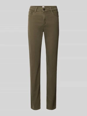 krój slim fit Wąskie spodnie z mieszanka lyocellu, bawełny i lnu z domieszką mieszanka modalu, bawełny i elastanu model 'SHAKIRA' BRAX Khaki