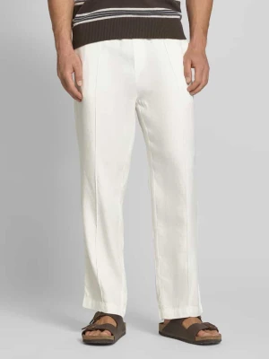 krój straight fit Wąskie spodnie z mieszanka lnu i lyocellu model 'CINO' HUGO