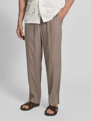 krój straight fit Wąskie spodnie z mieszanka lnu i lyocellu model 'CINO' HUGO