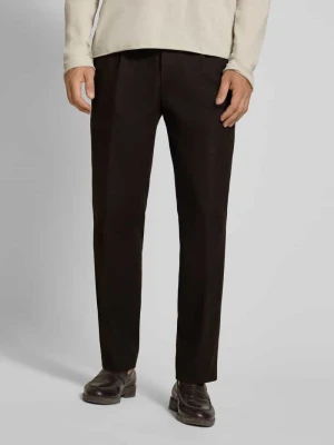 krój tapered fit Wąskie spodnie z czystej bawełny model 'H-Perino-PLDTLWG-263' Boss Ciemnobrązowy