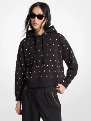 Krótka bawełniana bluza z kapturem z ćwiekami Michael Kors CZARNY (Czarny)