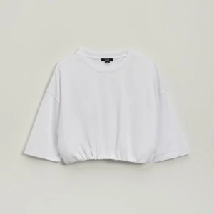 Krótka biała koszulka typu bombka House