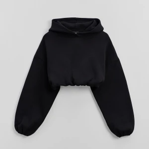 Krótka bluza basic z kapturem czarna House