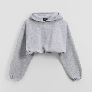 Krótka bluza basic z kapturem szara House