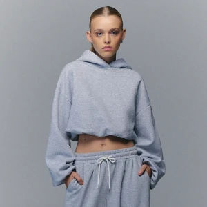 Krótka bluza z kapturem oversize basic szara House