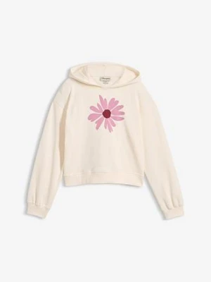Krótka bluza z kapturem, z czystej bawełny organicznej BonPrix biały