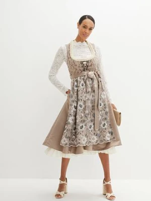 Krótka bluzka koronkowa w ludowym stylu, długi rękaw bonprix