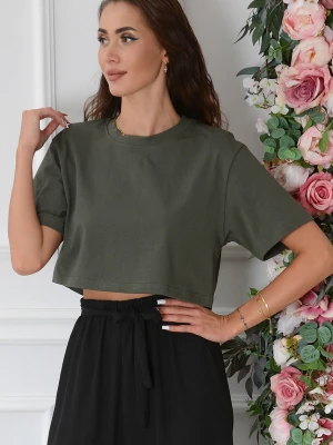 Krótka bluzka T-shirt khaki Arya Slay