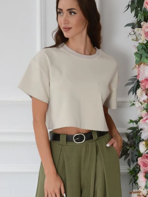 Krótka bluzka T-shirt oversize beż Mayki Cocomoda.pl - odzież damska, sukienki, buty, dodatki