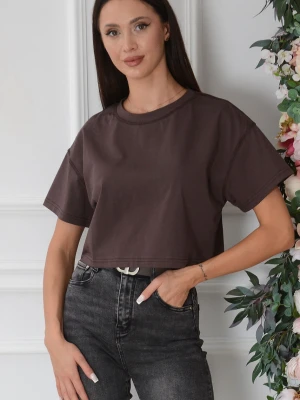 Krótka bluzka T-shirt oversize czekolada Mayki Cocomoda.pl - odzież damska, sukienki, buty, dodatki