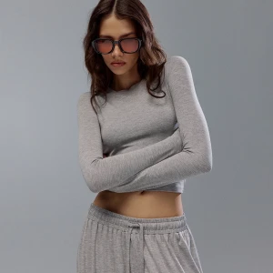 Krótka bluzka z długim rękawem szara House