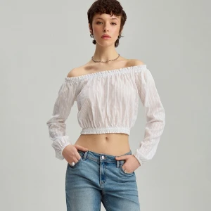 Krótka bluzka z długim rękawem w prążki House