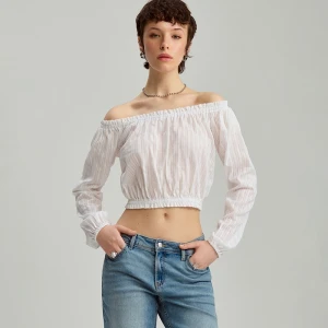 Krótka bluzka z długim rękawem w prążki House