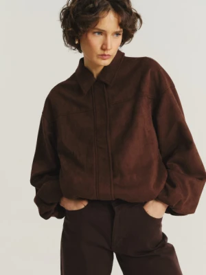 Krótka brązowa kurtka z kołnierzykiem Greenpoint