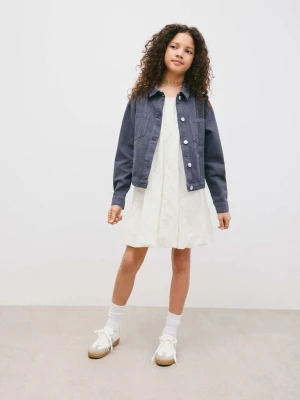 Krótka bufiasta sukienka biały - Dzieci - lata - MANGO KIDS