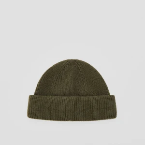 Krótka czapka beanie z podwiniętym brzegiem zielona House