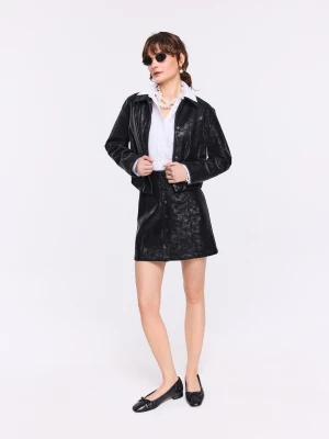 Krótka czarna spódnica z imitacji skóry TARANKO