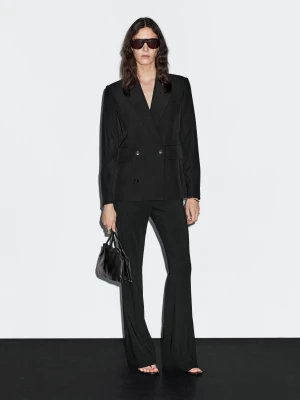 Krótka Dwurzędowa Marynarka Z Mieszanki Wełny - Czarny - - Massimo Dutti - Kobieta