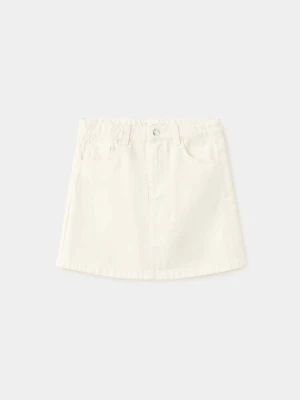 Krótka dżinsowa spódnica z haftami kremowy / écru - Dzieci - - MANGO KIDS