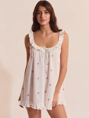 Krótka halka nocna z bawełny w motyw wiśni Etam