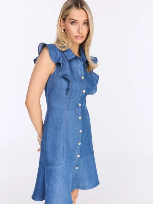 Krótka jeansowa sukienka z falbanami TARANKO