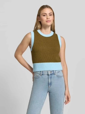 Krótka kamizelka dzianinowa Style Icon Collection Oliwkowy