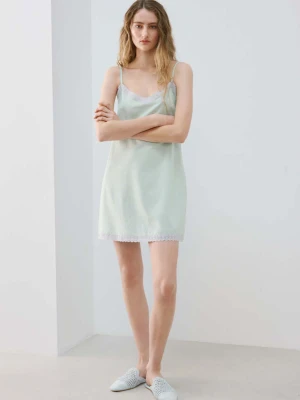 Krótka koszula nocna 100% bawełna niebieski - Kobieta - - MANGO