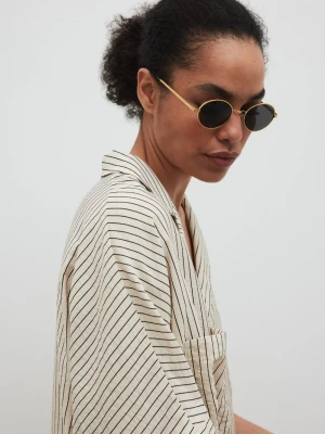 Krótka koszula w paski w kolorze LIGHT BEIGE - TALA-S/M Marsala