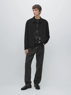 Krótka Koszula Wierzchnia Z Mieszanki Wełny - Czarny - - Massimo Dutti - Mężczyzna