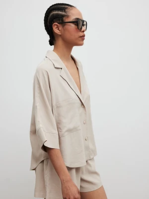 Krótka koszula z lnem w kolorze SAND PEARL - TALA-M/L Marsala