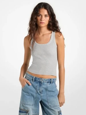 Krótka koszulka na ramiączkach z mieszanki wiskozy ze ściągaczem MICHAEL Michael Kors