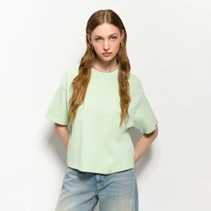 Krótka koszulka oversize jasnozielona House