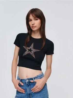 Krótka koszulka z motywem gwiazdy czarna House