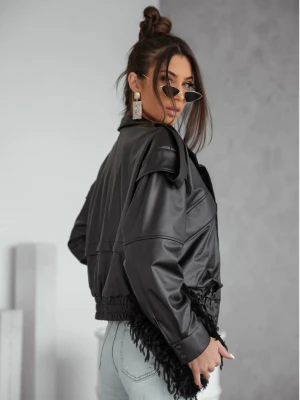 Krótka kurtka bomberka z eko-skóry JUMI - czarna  magmac 