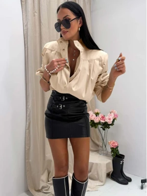 Krótka kurtka bomberka z wiskozy LIZZY - beżowa  magmac 