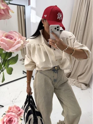 Krótka kurtka bomberka z wiskozy LIZZY - ecru  magmac 