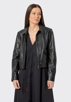 Krótka kurtka damska ze skóry naturalnej owczej czarna Wittchen