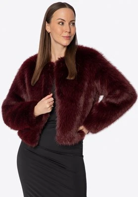 Krótka kurtka damska ze sztucznego futra bordowa Wittchen