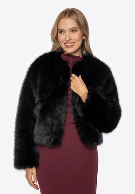 Krótka kurtka damska ze sztucznego futra czarna Wittchen