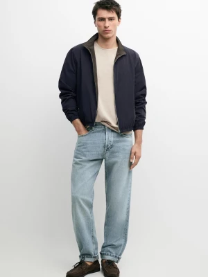 Krótka Kurtka Dwustronna - Granatowy - - Massimo Dutti - Mężczyzna